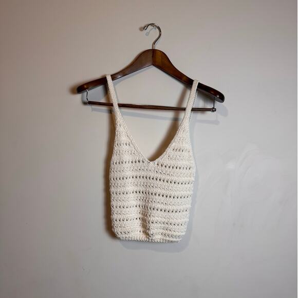 Zara Crochet Knit Cropped Tank Top - Size S - Picture 3 of 7
